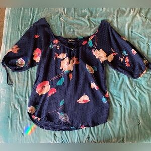 Yumi Kim Floral Silk Flutter Sleeve Blouse